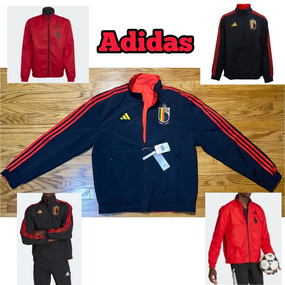 Adidas Belgium Anthem Reversible Jacket 2022-23 Black Red Men’s Sz M New